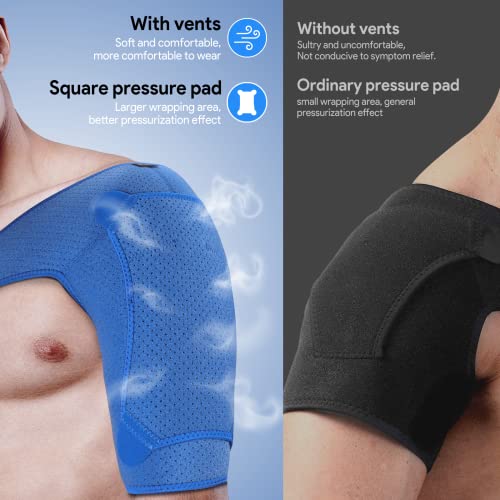DOACT Hombro Apoyo con Almohadilla de Presión, Ajuste de Compresión Respirable Apoyo de Hombro para Manguito Rotador, Alivio del Dolor Muscular Recuperación Dislocado Articulación(Busto: 31"-38")