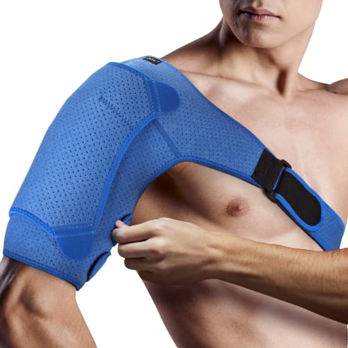 DOACT Hombro Apoyo con Almohadilla de Presión, Ajuste de Compresión Respirable Apoyo de Hombro para Manguito Rotador, Alivio del Dolor Muscular Recuperación Dislocado Articulación(Busto: 31"-38")