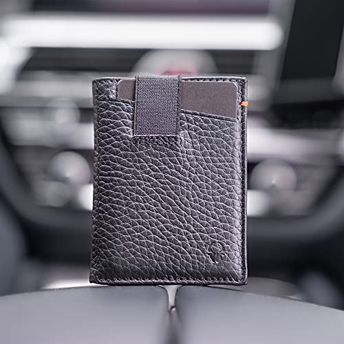 DONBOLSO® Wallet 2 I Cartera «Slim» con Compartimento para Monedas I Monedero con protección RFID I hasta 12 Tarjetas I Minicartera Unisex I Monedero I Napa Granulada, Color Negro