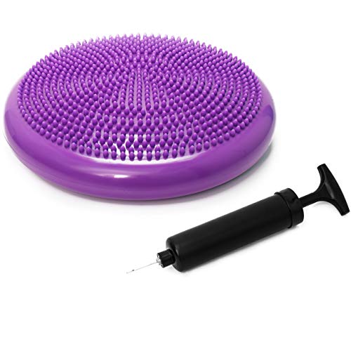#DoYourFitness Disco vestibular »PumpUp« Bomba incluida/para Deportes, rehabilitación y coordinación. Ideal como cojín para Mejorar Postura. 33 cm/azafrán púrpura