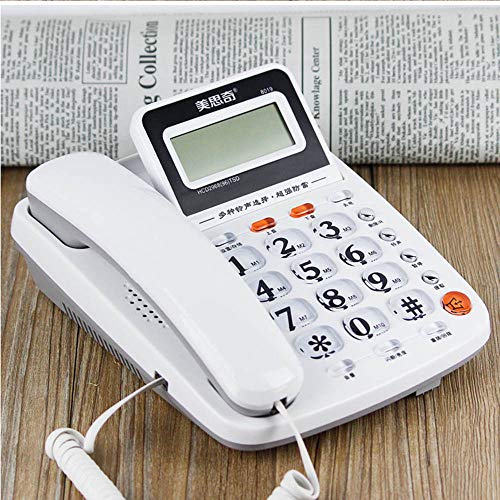 DRCO Teléfono, teléfono fijo fijo en el hogar, despertador, servicio de atención al cliente de la oficina de negocios, teléfono fijo, identificador de llamadas, ajuste de brillo Protección contra r