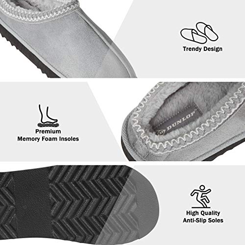 Dunlop Zapatillas Casa Hombre, Zapatillas Hombre Interior Forro Polar, Pantuflas Hombre Suela Antideslizante, Regalos Originales para Hombre y Adolescentes (43, Gris, Numeric_43)