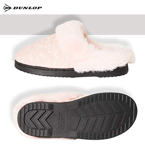 Dunlop Zapatillas Mujer, Zapatillas Casa Mujer con Forro Polar, Pantuflas Mujer Suela de Goma Antideslizante, Regalos para Mujer y Adolescentes Talla 36-41 (Gris, Numeric_37)