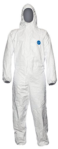 DuPont Tyvek 400 Dual | Ropa de Protección Química, Categoría III, tipo 5 y 6 | Tyvek en la parte frontal | Un Panel Posterior de SMS | Blanco | Talla XXL