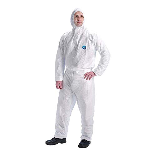 DuPont Tyvek 400 Dual | Ropa de Protección Química, Categoría III, tipo 5 y 6 | Tyvek en la parte frontal | Un Panel Posterior de SMS | Blanco | Talla XXL