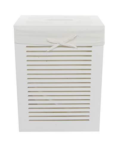 dvier Cesto para la Ropa Sucia (Tablero de Fibra de Densidad Media, 66 L), Color Blanco, Madera, BxTxH 40x30x54cm