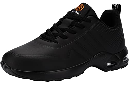 DYKHMILY Zapatillas de Seguridad Hombres Colchón de Aire Zapatillas de Trabajo con Punta de Acero Zapatos de Seguridad Comodo Construcción Zapatos (Negro 40EU)