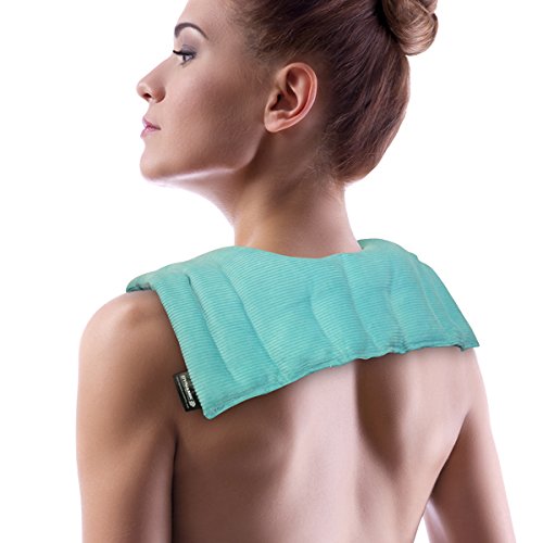 Dynamik Products - Banda para aplicar calor - Apta para calentarla en el microondas - Para aliviar el dolor en cuello y hombros - Relleno de bolitas de sílice - Pequeña