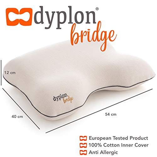 Dyplon Bridge | Almohada Ortopédica Cervical | Memory Foam | Cojin Antiescaras | 4 Posiciones de Descanso | Producto Europeo | Funda 100% en algodón Natural | Transpirable