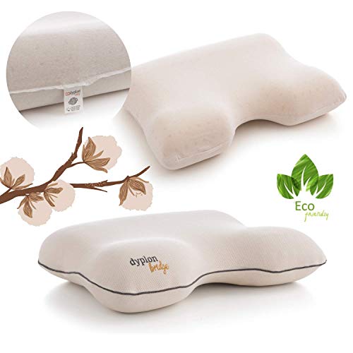 Dyplon Bridge | Almohada Ortopédica Cervical | Memory Foam | Cojin Antiescaras | 4 Posiciones de Descanso | Producto Europeo | Funda 100% en algodón Natural | Transpirable