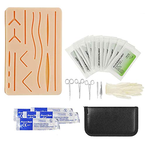 DZWJ Kit de Entrenamiento quirúrgico de sutura de Piel médica Almohadilla de Silicona Tijeras de Aguja Suave Fácil de operar Silicona Ayudas de enseñanza médica