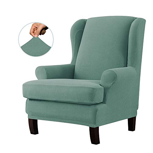 E EBETA Jacquard Funda de Sillón Funda Orejero elástica, Funda Cubre Sillón Relax 1 Plaza, Funda Cojín Independiente (Verde Claro)