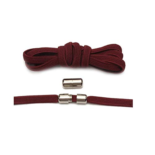 El cordón elástico Plano 1Pair Bloqueo Cordones de los Zapatos Unisex de Las Zapatillas de Deporte Lacess, Vino Tinto, 100cm