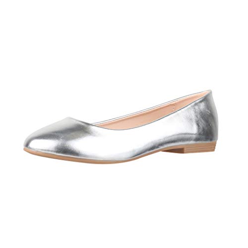 Elara Bailarina Mujer Cómodo Slip Ons Chunkyrayan P Plateado B3039 Silber 38