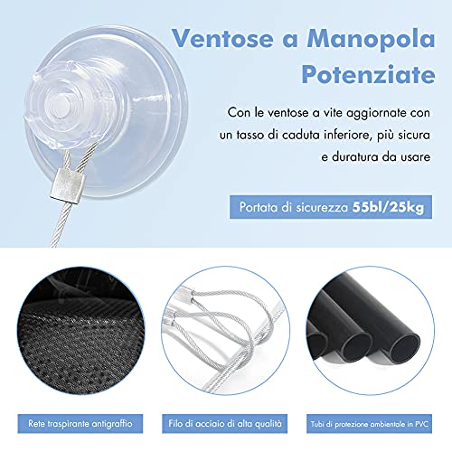 ELCM Cama para Gatos Ventana Hamaca para Gatos Ventana Cama para Gatos Percha para Ventana Cama para Ventana para Gatos con potentes ventosas de hasta 55 Libras