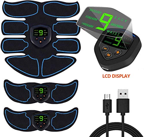 Electroestimulador Muscular, EMS Estimulador Muscular Abdominales con USB Recargable para Abdomen/Brazo/Piernas/Glúteos