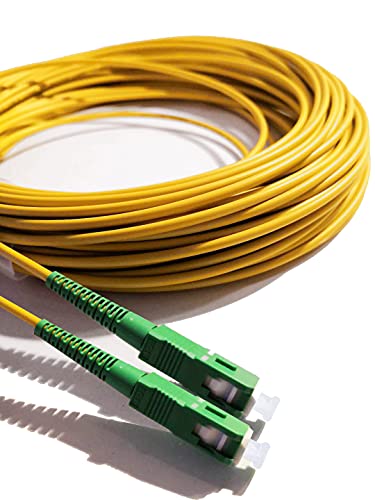 Elfcam Fibra óptica cable SC/APC a SC/APC monomodo simplex 9/125, Compatible con Orange, Movistar, Vodafone y Jazztel