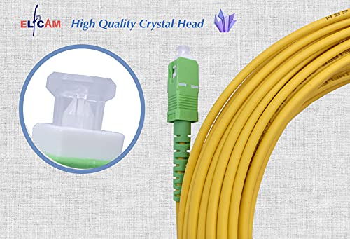 Elfcam Fibra óptica cable SC/APC a SC/APC monomodo simplex 9/125, Compatible con Orange, Movistar, Vodafone y Jazztel