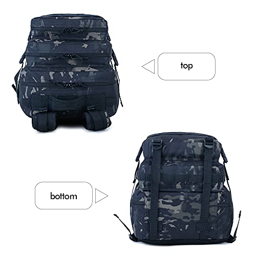ELITEX Mochila 45L Táctica Militar Bandera España Impermeable Deportiva Caza Aire Libre Deportes Gimnasio Portatil Oxford 900D (Negro CP)