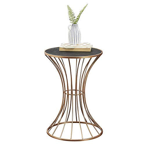 [en.casa] Mesa Auxiliar de Metal 55,5 cm x 37,5 cm en Forma Reloj de Arena Mesa de Centro Mesa de té Mesa de café de salón Cobre