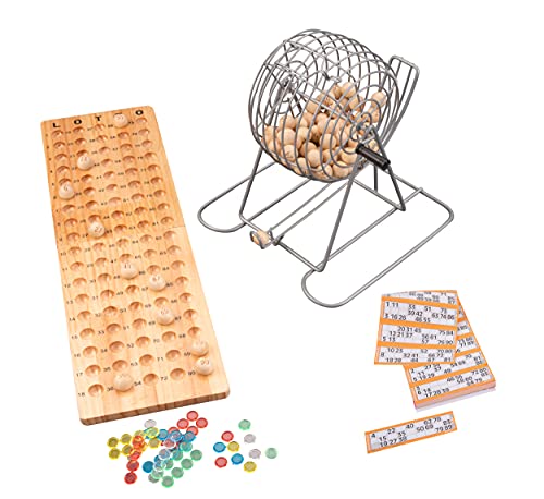 Engelhart - 360567 - Tombola Lotto/Bingo lotería Familiar - Bolillero metalico 18 cm, 90 Bolillas y accessorios