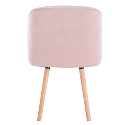 eSituro Pack de 1 Silla de Comedor Muebles Cocina Diseno Nórdico con Reposabrazos Silla Tapizada Madera Sillas Comedor Terciopelo Rosa