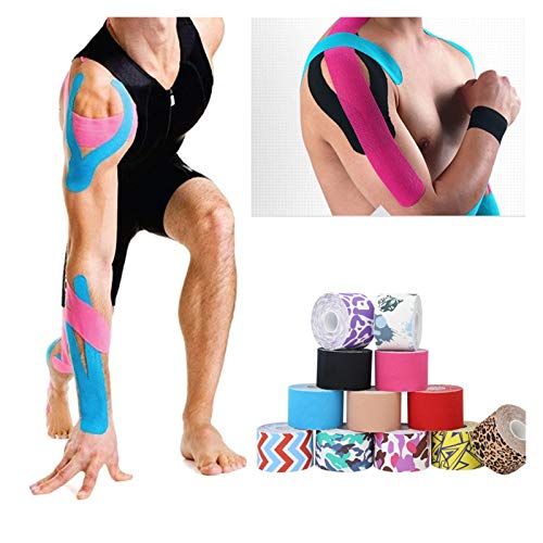 Esparadrapo Deportivo Tape 5M elástico Deporte vendaje de la cinta de la rodilla del protector auto-adhesivo de algodón Elastoplast vendaje de cinta Kinesiología muscular for el pie del tobillo Cintas