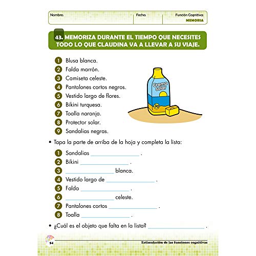 Estimulación de las funciones cognitivas, nivel 1. Cuaderno 5