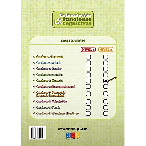 Estimulación de las funciones cognitivas nivel 2.Memoria - Cuaderno 5/ Editorial GEU/ Desde 7 años / Refuerza habilidad mental / Para deterioro mental