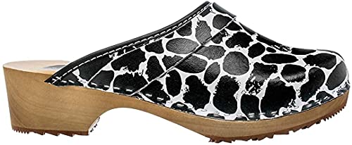 ESTRO Zuecos De Madera para Mujer Calzado Sanitario De Trabajo CDL06 (Blanco/Negro, Numeric_41)