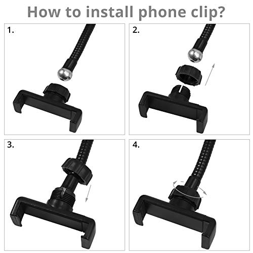 ESYNIC Lámpara de Aumento LED de 10X Lámpara de Escritorio de Manos Libres 72 LEDs con Luz 3 Colores y 10 Niveles de Atenuación Lámpara Lupa Ajustable de USB Alimentada para Leer, Coser, Soldar etc