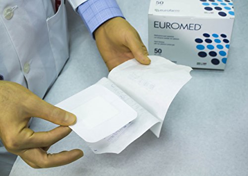 Euromed (cm 10 x cm 8) Apósito Adhesivo en Tejido noTejido, con Compresa No Adherente con Alto Poder de Absorción,Suave y Adaptable. Fabricado en Italia,6 Unidades