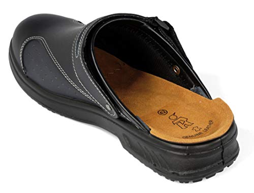 Euroroutier Basic Black, Zuecos Zapatos de Seguridad de Cuero Certificado CE EN ISO SB+A+E+FO+Sra (42)