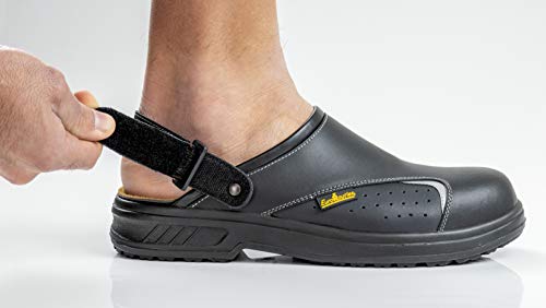 Euroroutier Basic Black, Zuecos Zapatos de Seguridad de Cuero Certificado CE EN ISO SB+A+E+FO+Sra (42)