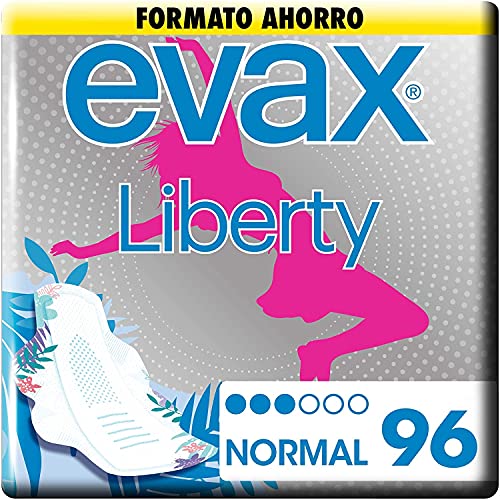 Evax Liberty Compresas con Alas, Normal, 96 Unidades, Se Adaptan al Cuerpo y Neutralizan los Olores