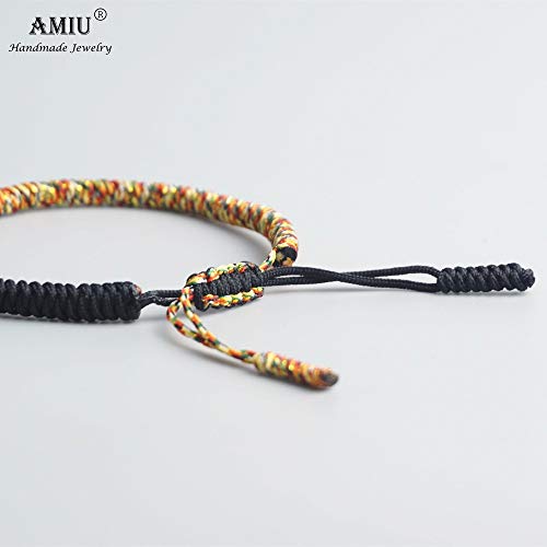 EXINOX Pulsera Tibetana De Nudos | Hombre Mujer | Pulsera Tradicional Budista (Negro)