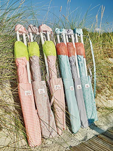 EZPELETA Sombrilla de Playa. Parasol de Playa. Ligero y Plegable de Acero. Paraguas Sol. Protección Solar UPF 50+. Diámetro 150cm. Estampado Flores/Cuadros/Rayas. Incluye Funda/Bolsa. - Flores-Azul