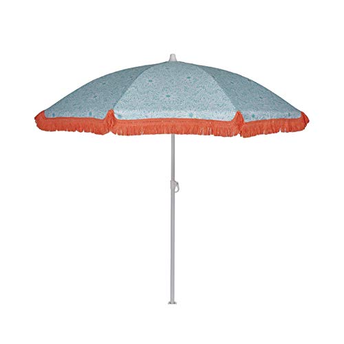 EZPELETA Sombrilla de Playa. Parasol de Playa. Ligero y Plegable de Acero. Paraguas Sol. Protección Solar UPF 50+. Diámetro 150cm. Estampado Flores/Cuadros/Rayas. Incluye Funda/Bolsa. - Flores-Azul