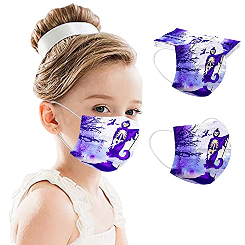 FACAIAFALO 50Pcs Niños Infantil para Viseras de Halloween, Infantiles Colores desechable para mascarilla 3 Capas Surtidos,Dibujos Animados para Actividades Aire Libre, Patrón Escuela, Fiesta