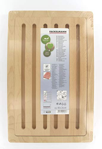 Fackelmann Tabla de Pan con Parte extraíble, Madera, marrón, 40 x 26 x 1,9 cm