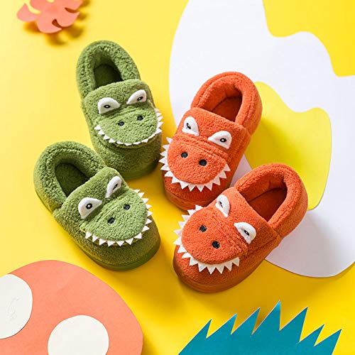 Fadezar Zapatillas De Estar por Casa para Niñas Niños Invierno Pantuflas Animales Antideslizantes Cálido Slippers 18 Verdes EU 24/25 (Tamaño de la etiqueta170)