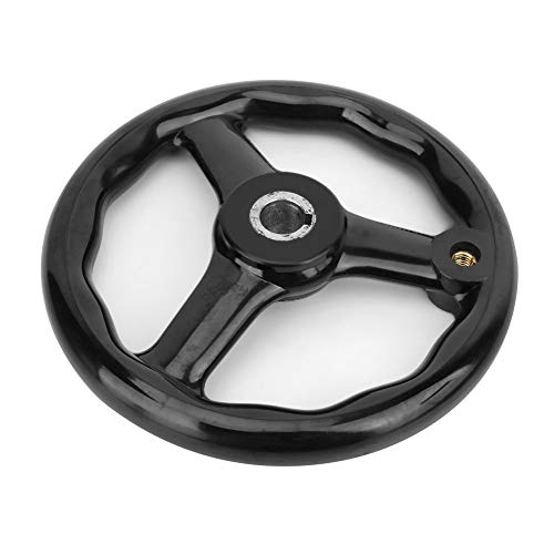 Fafeicy Negro Rueda de mano de torno de 3 radios, 200 * 18 mm Torno de rueda de mano antideslizante Bak-elite de 3 con mango, para máquina herramienta