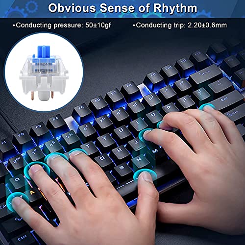 fasient 10 Piezas Interruptor de Teclado Mecánico, Interruptor Azul de Repuesto para Teclas de Teclado Mecánico, Interruptores de Llave Cherry MX para RGB Teclado Mecánico (Carcasa Transparente)