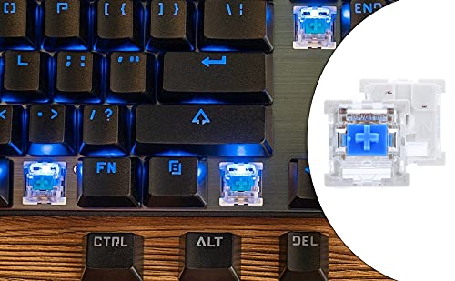 fasient 10 Piezas Interruptor de Teclado Mecánico, Interruptor Azul de Repuesto para Teclas de Teclado Mecánico, Interruptores de Llave Cherry MX para RGB Teclado Mecánico (Carcasa Transparente)