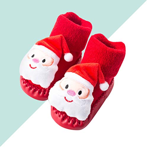 FENICAL Navidad Zapatos de bebé Calcetines Antideslizantes Calcetines del Piso Zapatilla de Navidad para niños de Regalo