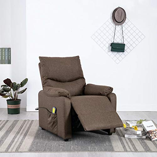 Festnjght Sillón Relax Reclinable | Sillón Masaje Relax Calor Marrón Reclinable con Calor Lumbar, Sist. Masaje 8 Zonas