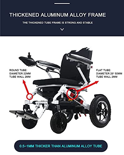 FGVDJ Patinete eléctrico para Silla de Ruedas para Personas Mayores, Marco de aleación de Aluminio Grueso Batería de Litio de Larga duración Motor Cepillado de 400 W