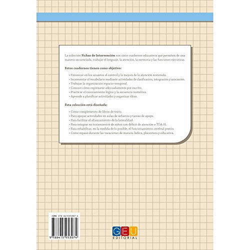Fichas de intervención 2 / Editorial GEU / Recomendado TDAH/ Trabaja fácil conceptos del lenguaje / Material de apoyo / Estimulo funciones cognitivas (Fichas De Atencion)