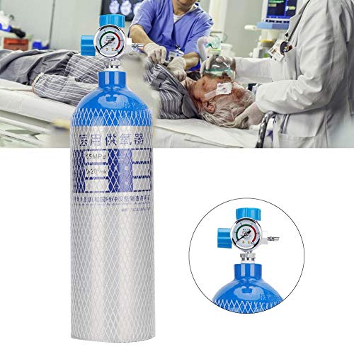 FILFEEL Cilindro de oxígeno, Botella de Cilindro de Tanque de oxígeno Profesional de 2L con Mochila portátil para el hogar al Aire Libre(Azul)
