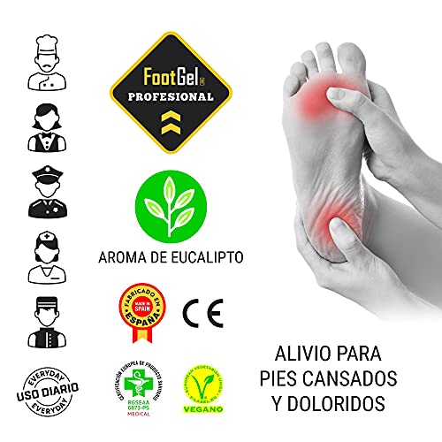 Foot Gel - Plantillas Profesional® especialmente recomendadas para profesionales que deban permanecer mucho tiempo de pie. (Eucalipto, 35-38)
